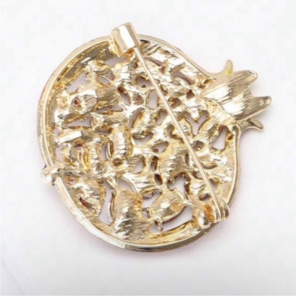 Gilded Pomegranate Red Gold Brooch - Picture 3 of 6
